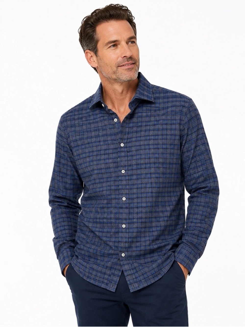 Todd Snyder New York Mens Medium Plaid Button Down Long Sleeve Shirt Blue Gray